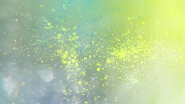 Fond abstrait en particules lumineuses bleues en mouvement sur fond sombre, scintillement et effet de profondeur dynamique pour ambiance futuriste et num&eacute;rique