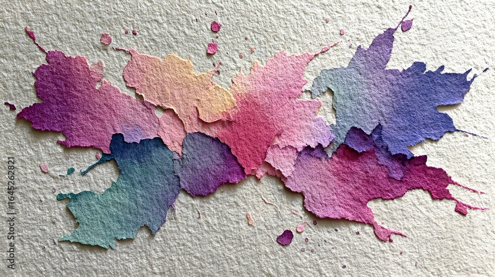 Poster captivating abstract composition created with expressive watercolor splatters and brushstrokes in a 