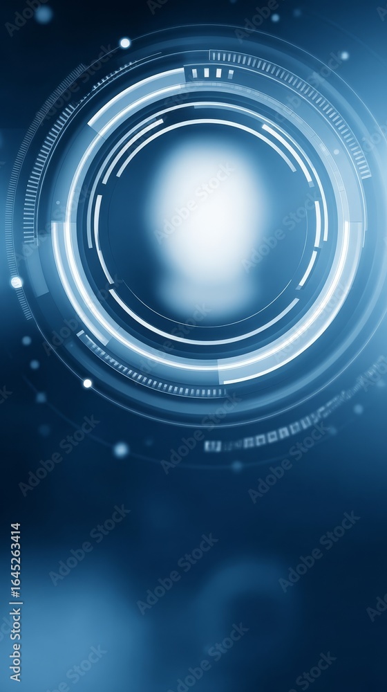 Poster abstract background depicting glowing circles and dots in a technological theme depiction of an abst