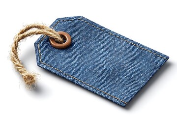 Denim tag with rustic rope offers a natural, trendy vibe for pricing, product details, or branding on clothing and crafts for online retail