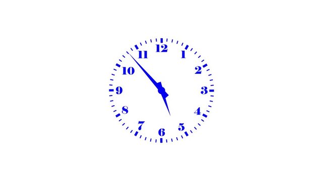 Blue clock with white details against a pure white background, suitable for illustrating punctuality, the progression of time during the day, Blue Clock with White Face.