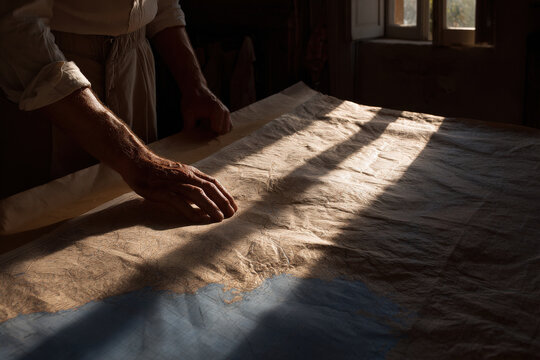 man gazes intently at ancient map of tuscany filled with excitement for his upcoming adventure