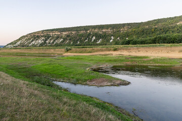 Beautiful summer landscape with green nature in the Republic of Moldova, Rural tourism in Eastern Europe. Natural park in Moldova.