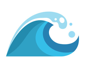 a dynamic cartoon wave illustration with blue gradient water and white splashes, perfect for surf and ocean related content.