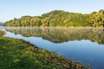 Beautiful summer landscape with green nature in the Republic of Moldova, Rural tourism in Eastern Europe. Natural park in Moldova.