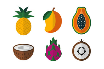Fresh fruit variety badge set, apple banana orange strawberry grape watermelon vector, kids menu poster, snack card and promotional print