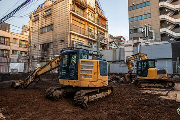 建設現場　Heavy equipment at  construction site Shovel 