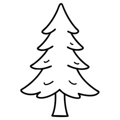 Obraz premium A simple, stylized line art illustration of a pine tree. Great for nature-themed coloring pages, holiday designs, outdoor logos, and minimalist projects.