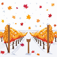 Cartoon simple vineyard background in harvest season
4