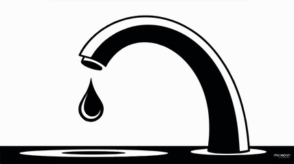 Minimalist geometric water faucet illustration in modern black and white style