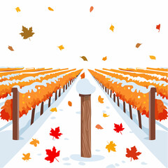 Cartoon simple vineyard background in harvest season
1
