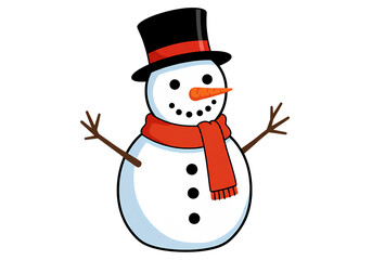 Cheerful Snowman Illustration Perfect for Winter Holidays and Festive Designs on transparent background
