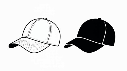 Minimalist illustration of two baseball caps side by side in vibrant colors