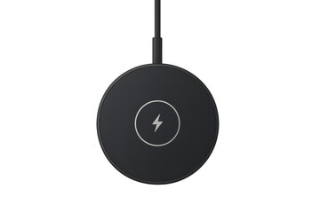 Black wireless charger on transparent background