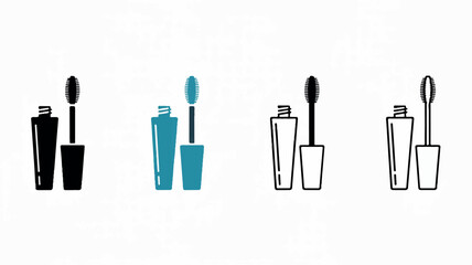Collection of diverse mascara tube illustrations arranged in a repeating horizontal pattern