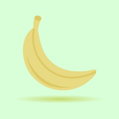 Banana in doodle style on green background, vector illustration of banana on green background