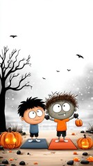 Cartoon Zombie dance in Halloween Party