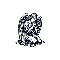 angel with wings hand drawn illustration artwork