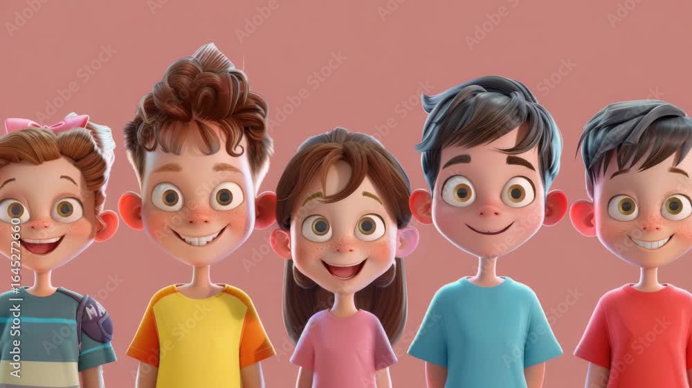 Poster a group of colorful characters displaying distinct facial expressions