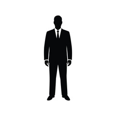 Silhouette of businessman in suit formal attire professional man corporate style vector graphic