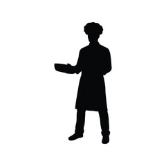 Chef silhouette cooking action culinary professional restaurant worker kitchen staff food preparation isolated vector