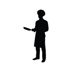Chef silhouette with frying pan cooking restaurant culinary kitchen food preparation professional cook
