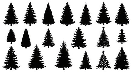 Obraz premium Black Christmas Tree Silhouettes Collection