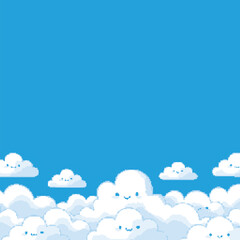 Cute Pixel Art Clouds A Happy Sky Illustration