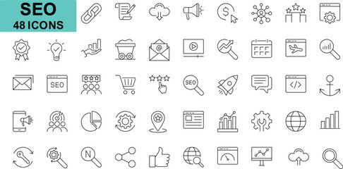 Modern digital marketing and seo strategy illustration