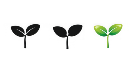 Green Sprout Growth Plant Icon Set