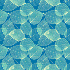 Obraz premium Seamless nature pattern featuring a vibrant autumn floral wallpaper design with decorative green leaves