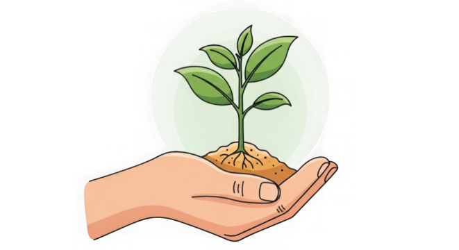 Hand Holding Sprout Ecofriendly Design