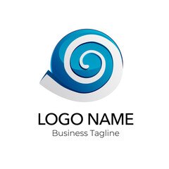 Obraz premium Logo 3D Blue Abstract Round Business Vector Design Template