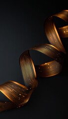 Sophisticated Gold Metallic Ribbon Swirls and Elegant Textures on a Solid Black Background Design