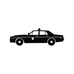 Fototapeta premium Black police car vector illustration law enforcement vehicle patrol car sheriff car sedan icon isolated eps graphic