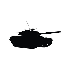 Black silhouette of a modern military tank armored vehicle war machine combat equipment isolated vector illustration