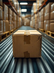 倉庫内にて、出荷前のダンボール