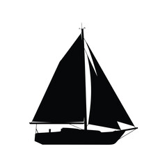Black silhouette sailboat vector illustration nautical sailing vessel water sport marine travel ocean adventure