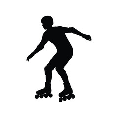 Silhouette of person rollerblading with helmet and knee pads active lifestyle vector