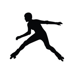 Inline skating silhouette rollerblading action speed skater sports activity athletic movement vector graphic