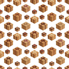 A 3D rendering of a set of brown cardboard boxes for shipping, moving, and storage