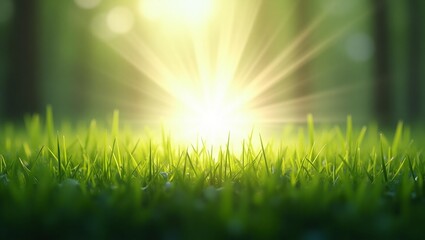 Obraz premium Sunlight on Grass Field Background