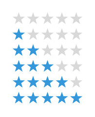 Star Rating Icon set- Flat vector Design with 0-5 Rating Scale