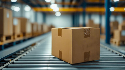 倉庫内にて、出荷前のダンボール