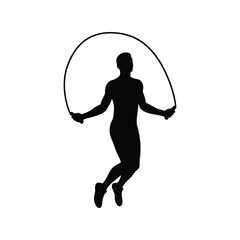 Silhouette of person jumping rope fitness exercise cardio workout athletic activity sport icon