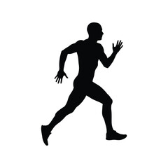 Athlete silhouette running sprinter motion track and field athletic performance sports vector