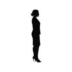 Elegant woman silhouette professional business attire side profile view isolated black vector
