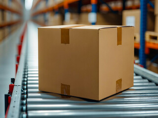 倉庫内にて、出荷前のダンボール