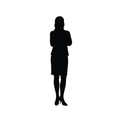 Silhouette of professional woman with arms crossed business concept isolated on white background
