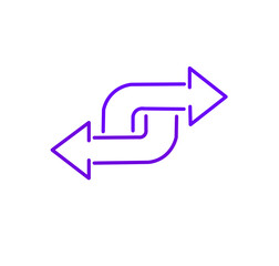 two arrows icon pointing opposite sides on white background